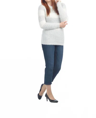 Papillon Striped Fuzzy Sweater In Grey In White