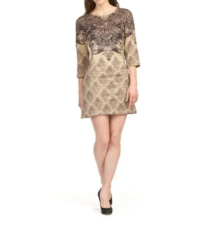 Papillon 3/4 Sleeve Sweater Dress In Beige In Multi