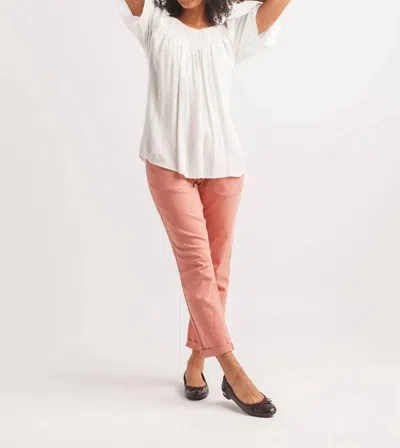 Papillon Swiss Dot Bell Sleeve Blouse In White