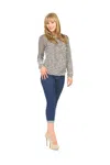 Papillon Textured And Stripe Patch Pullover Tunic In Black/white In Gray