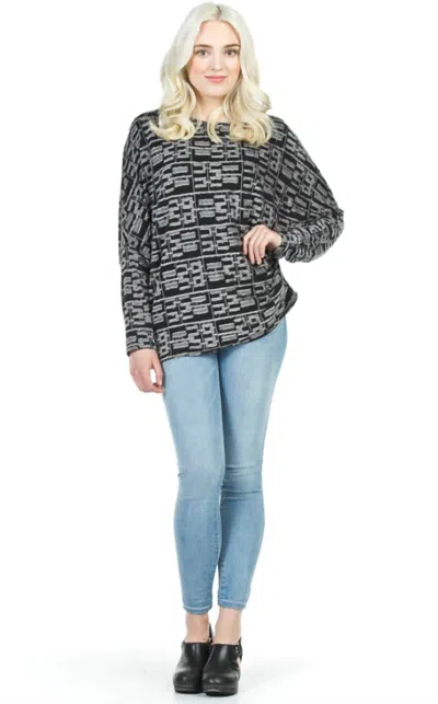 Papillon Textured Burnout Oversized Sweater In Grey In Black