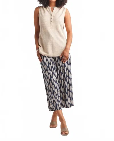Papillon Textured Henley Tank In Beige In Neutral