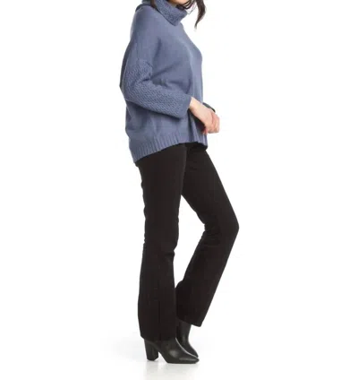 Papillon Textured Knit Cowl Neck Sweater In Dark Blue Denim