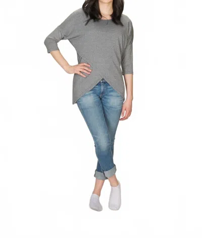 Papillon Textured Layered Sweater With Zip Details In Grey In Gray