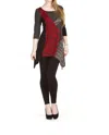 Papillon Textured Patch 3/4 Sleeve Top In Charcoal In Multi