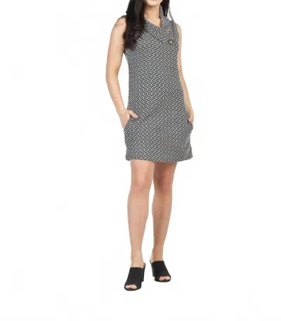 Papillon Textured Sleeveless Dress With Pockets In Black In Gray