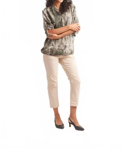 Papillon Tie Dye Floral Print Blouse In Sage In Green