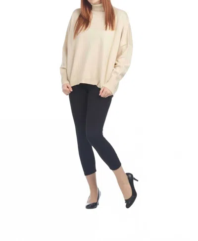 Papillon Turtle Neck Sweater With Ribbed Detail In Beige In Brown