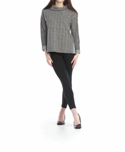 Papillon Tweed Look Cowl Neck Sweater With Stripe Trim In Black In Multi