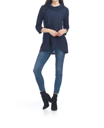 Papillon Waffle Crossover Top In Navy In Blue