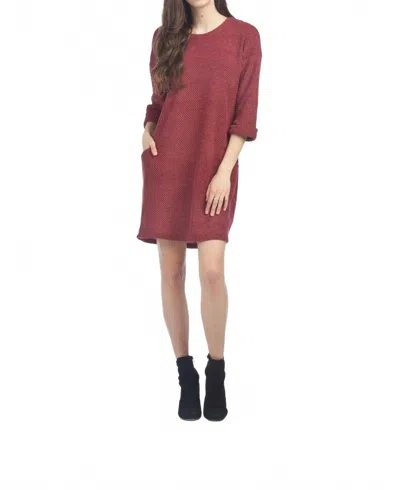 Papillon Waffle Design Chenille Dress In Rose In Burgundy
