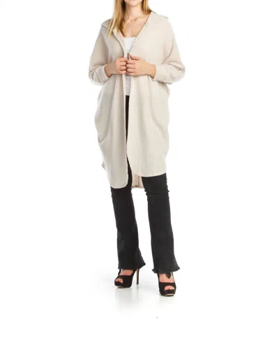 Papillon Waffle Knit Hooded Cardigan In Oatmeal In Animal Print
