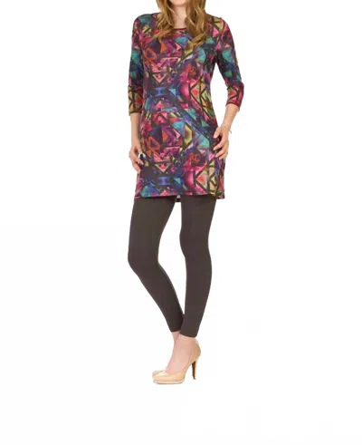 Papillon Water Color Geo Print Sweater Dress In Multi