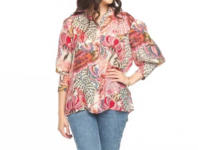 Papillon Women's Jessica Bold Floral Button Front Top In Multi In Purple