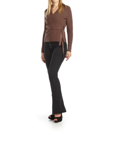 Papillon Wrap Style Sweater Top In Brown