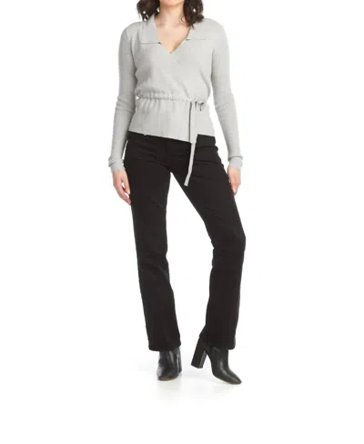 Papillon Wrap Style Sweater Top In Grey In Gray