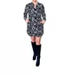Papillon Zebra Front Shirt Dress In Black/white In Multi