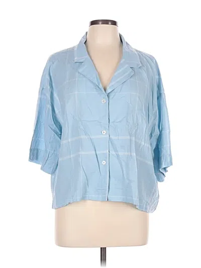 Pre-owned Papinelle 3/4 Sleeve Button Down Shirt In Blue