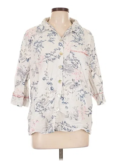 Pre-owned Papinelle 3/4 Sleeve Button Down Shirt In Ivory