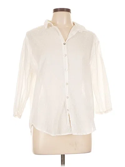 Pre-owned Papinelle 3/4 Sleeve Button Down Shirt In White