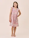 Papinelle Adeline Girls Flutter Nightgown In Dusty Peach