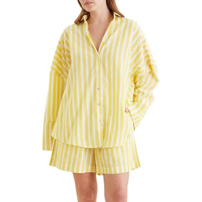 Papinelle Amelia Stripe Short Pajamas In Yellow