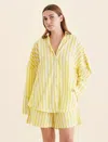 Papinelle Amelie Long Sleeve Boxer Pj Set In Daisy / White Stripe