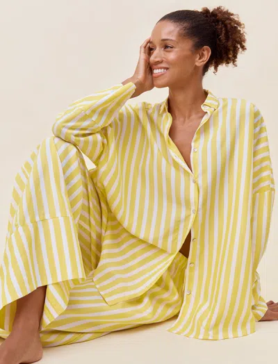 Papinelle Amelie Oversized Pj Set In Daisy / White Stripe