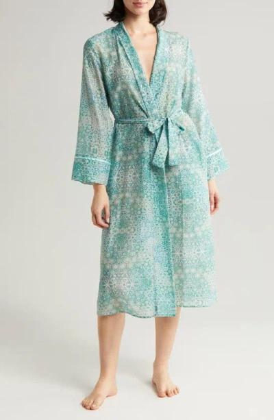 Papinelle Amira Cotton & Silk Dressing Gown In Crystal Blue