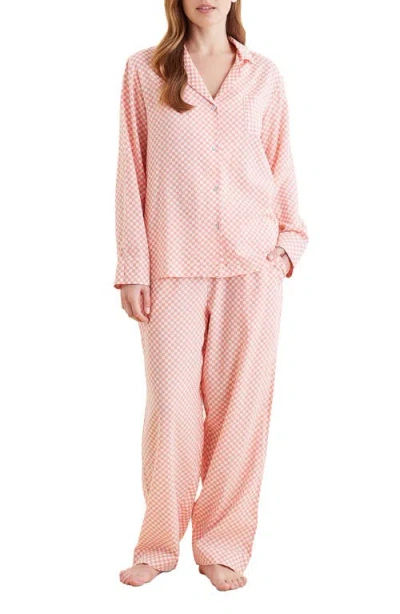 Papinelle Anais Checkerboard Cotton Blend Pajamas In Rose Blush