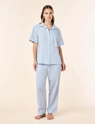 Papinelle Anais Short Sleeve Full Length Pj Set In Blue