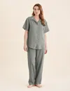 Papinelle Anais Short Sleeve Full Length Pjs In Forest Green