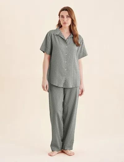 Papinelle Anais Short Sleeve Full Length Pjs In Forest Green