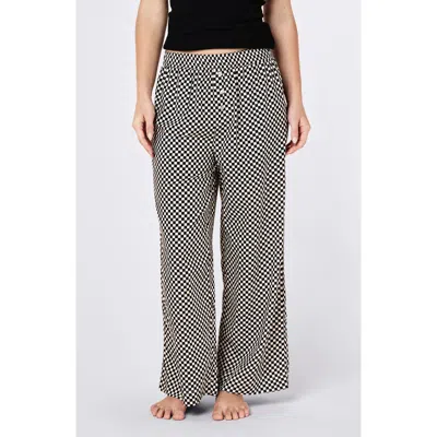 Papinelle Anais Wide Leg Cotton Blend Pajama Pants In Black Ecru