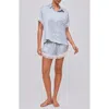 Papinelle Annabelle Lace Trim Satin Short Pajamas In Blue