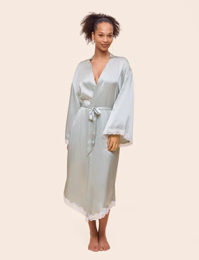 Papinelle Annabelle Satin Lace Maxi Robe In Green