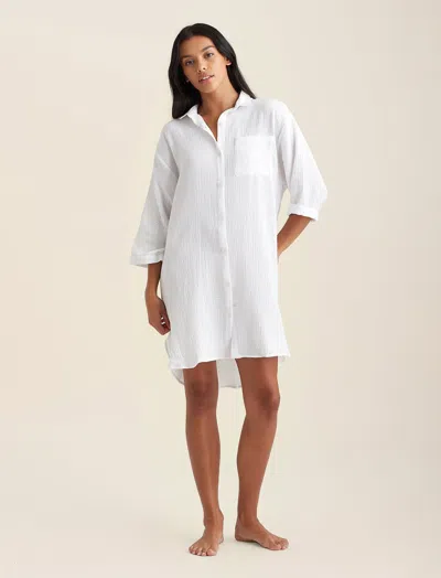 Papinelle Ashley Textured Cotton Nightshirt In White