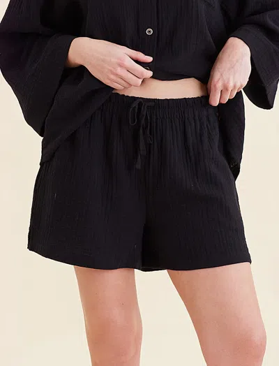 Papinelle Ashley Textured Cotton Oversized Boxer Short In Black