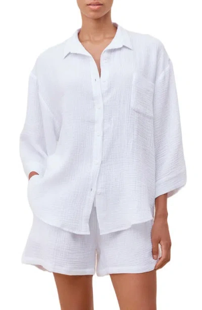 Papinelle Ashley Textured Cotton Short Pajamas In White