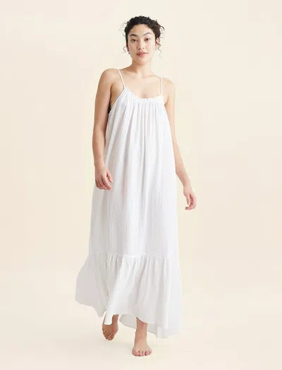 Papinelle Ashley Textured Cotton Strappy Maxi Nightie In White