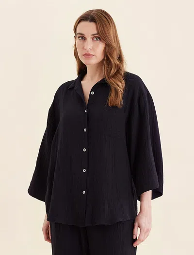Papinelle Ashley Textured Oversized Shirt In Black
