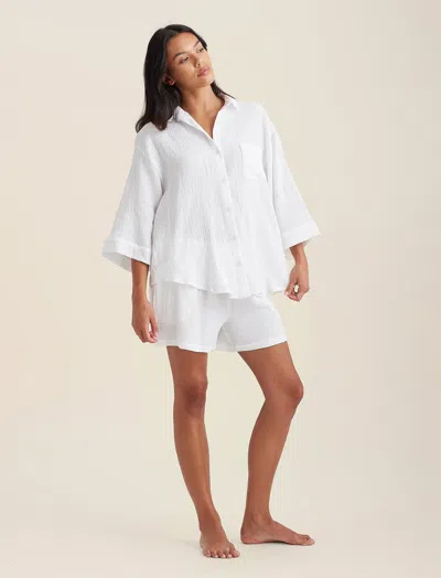 Papinelle Ashley Textured Oversized Shirt In White