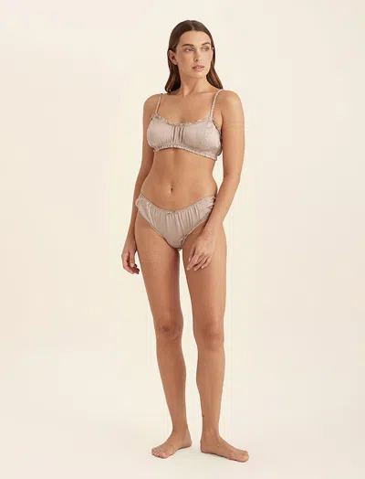 Papinelle Audrey Brazilian Cut Mulberry Silk Panties In Mushroom