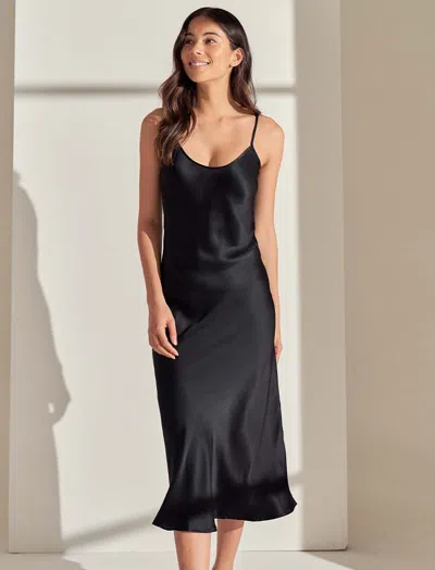 Papinelle Audrey Mulberry Silk Bias Slip In Black