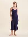 Papinelle Audrey Mulberry Silk Bias Slip In Navy