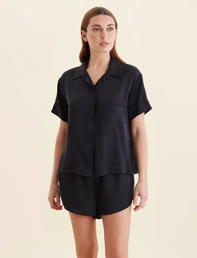 Papinelle Audrey Mulberry Silk Boxer Pj In Black