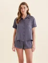 Papinelle Audrey Mulberry Silk Boxer Pj In Slate