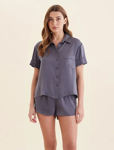 Papinelle Audrey Mulberry Silk Boxer Pj In Slate