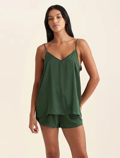 Papinelle Audrey Mulberry Silk Cami Boxer Pj In Forest Green