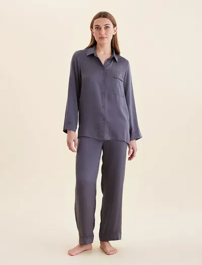 Papinelle Audrey Mulberry Silk Full Length Pj In Gray